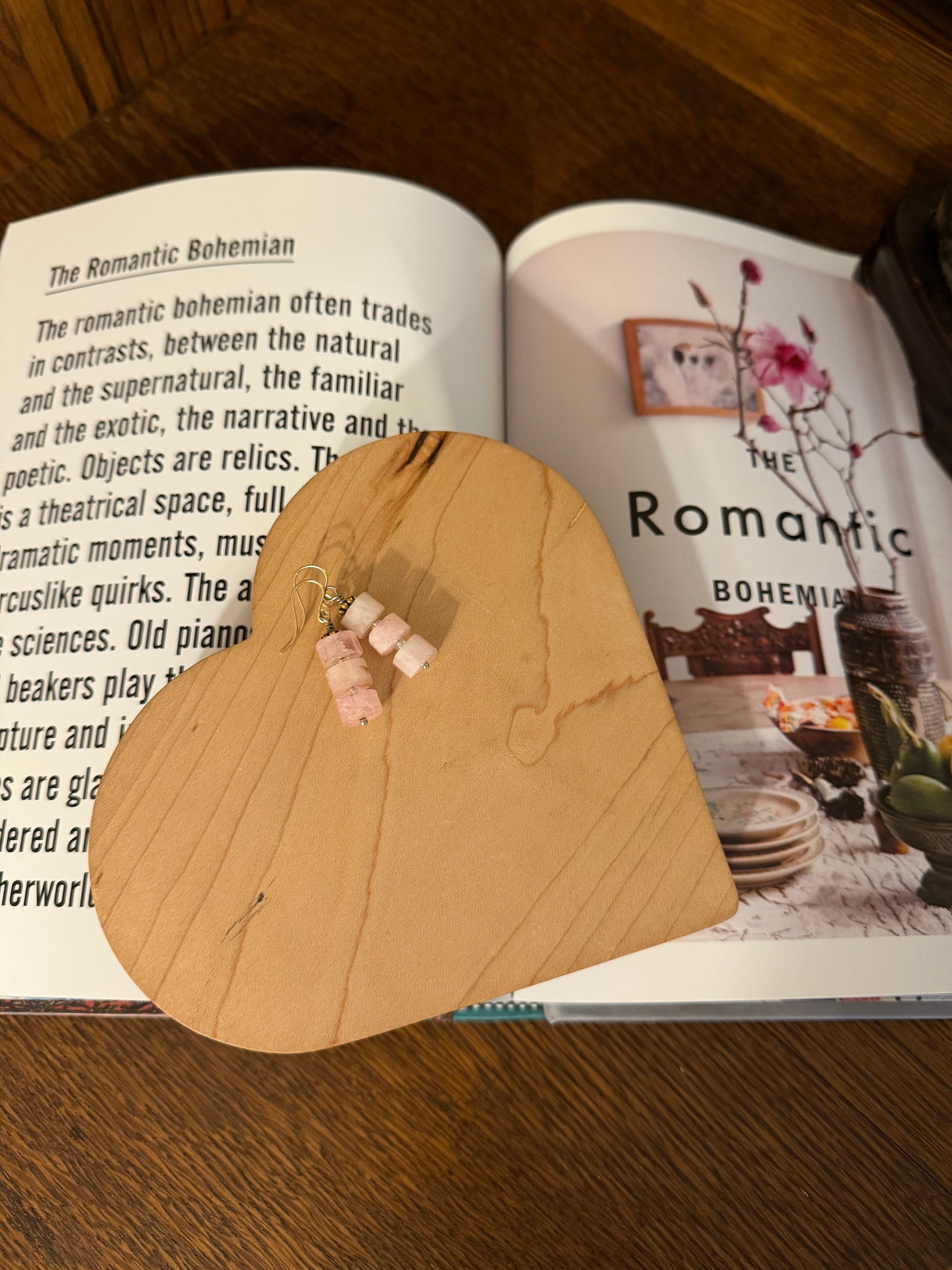 Morganite cube earrings, pink gemstone