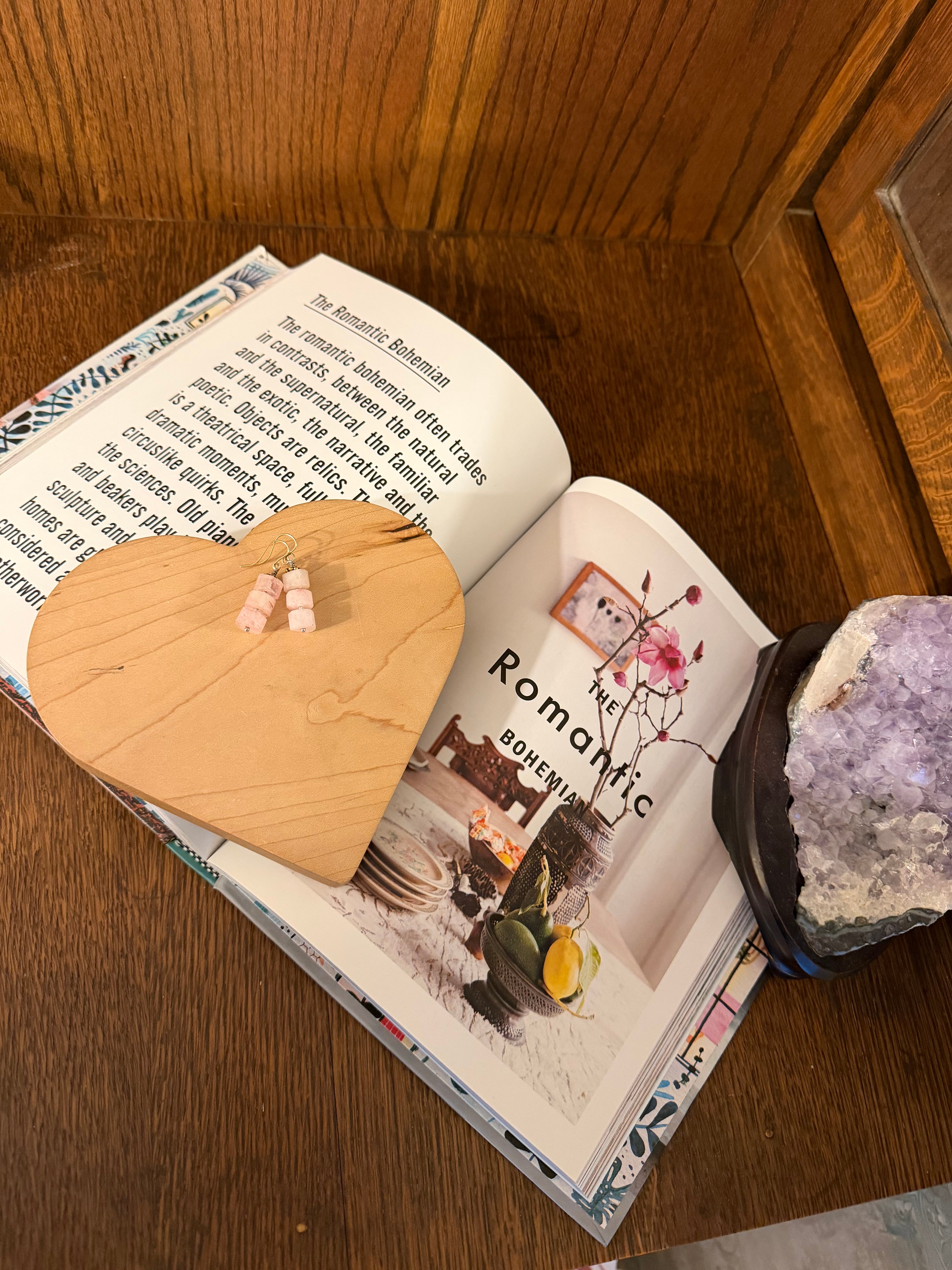 Morganite cube earrings, pink gemstone