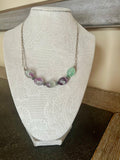 Fluorite gemstone nugget necklace