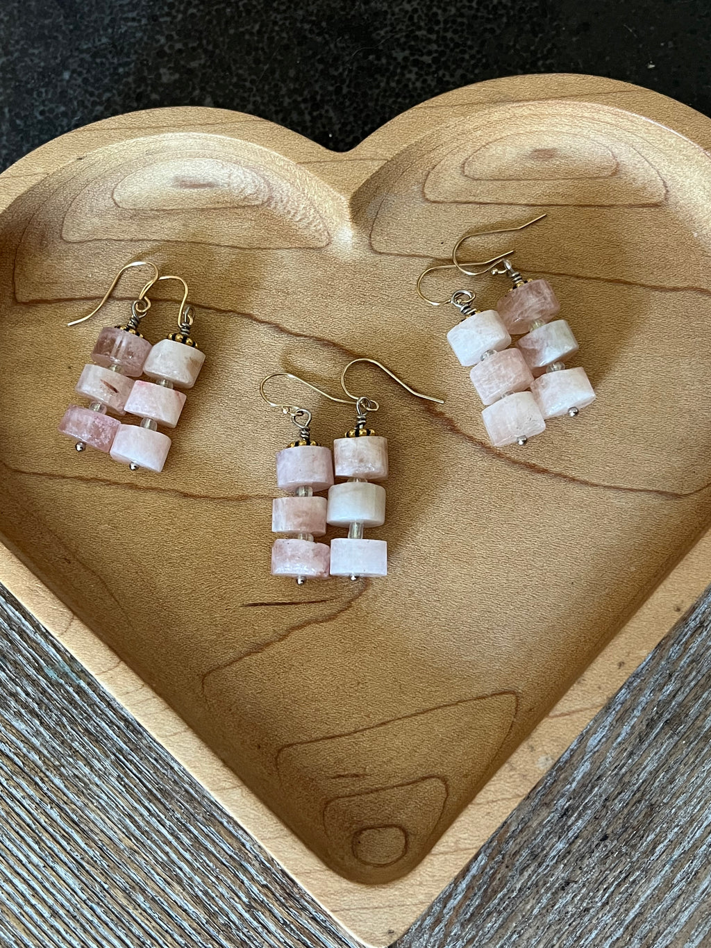Morganite triple earrings