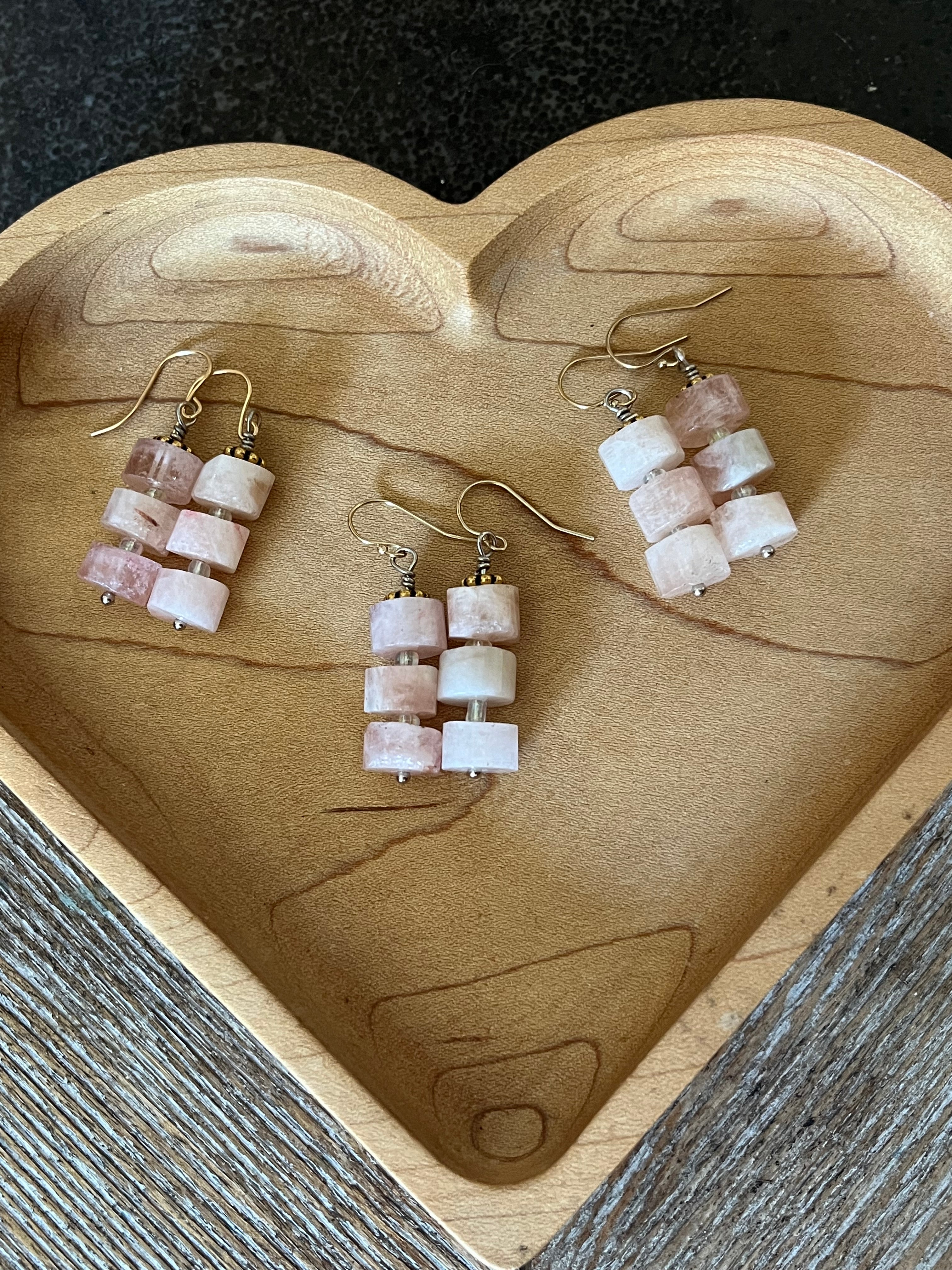 Morganite triple earrings