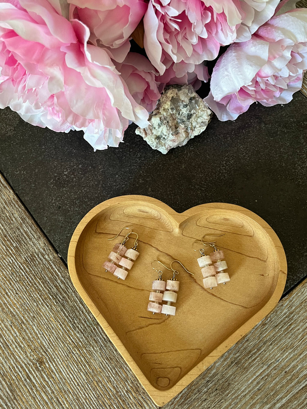 Morganite triple earrings