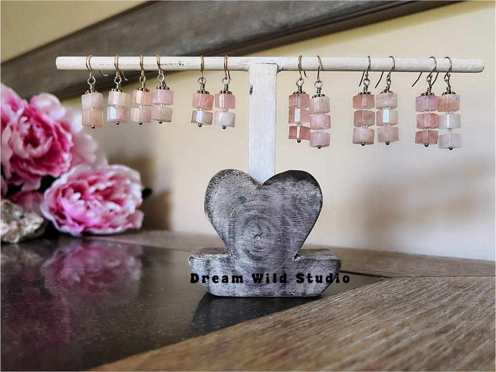 Morganite triple earrings