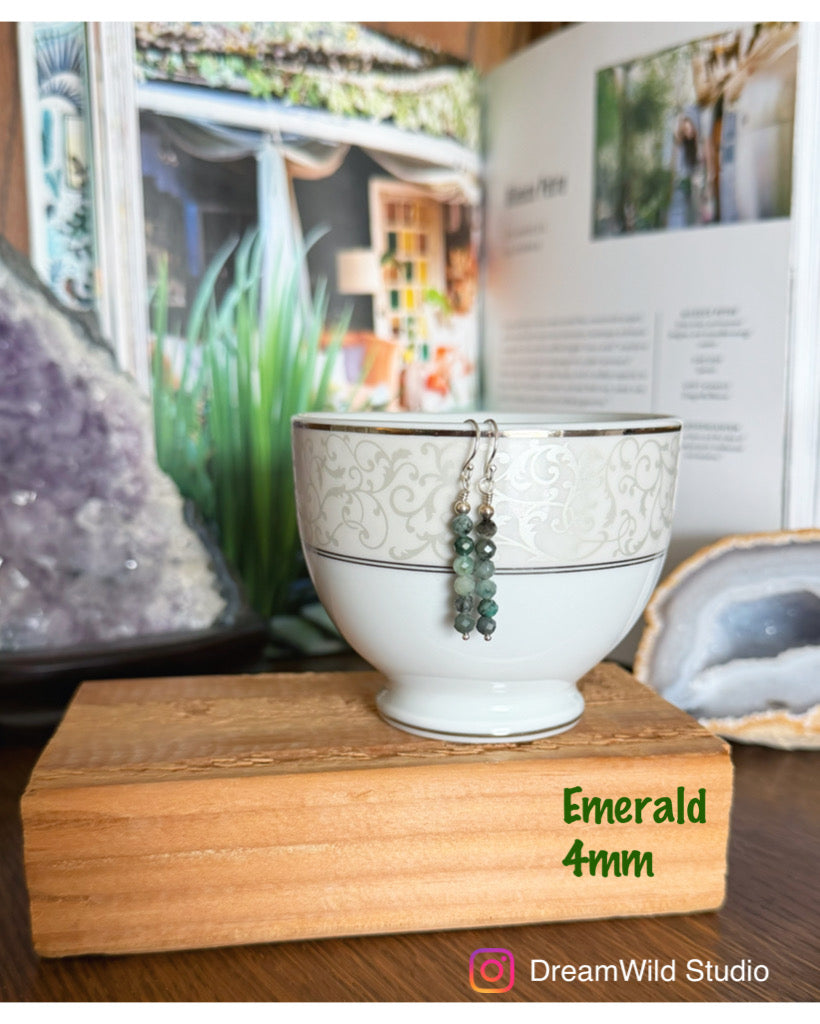 Emerald dangle earrings. May birthstone