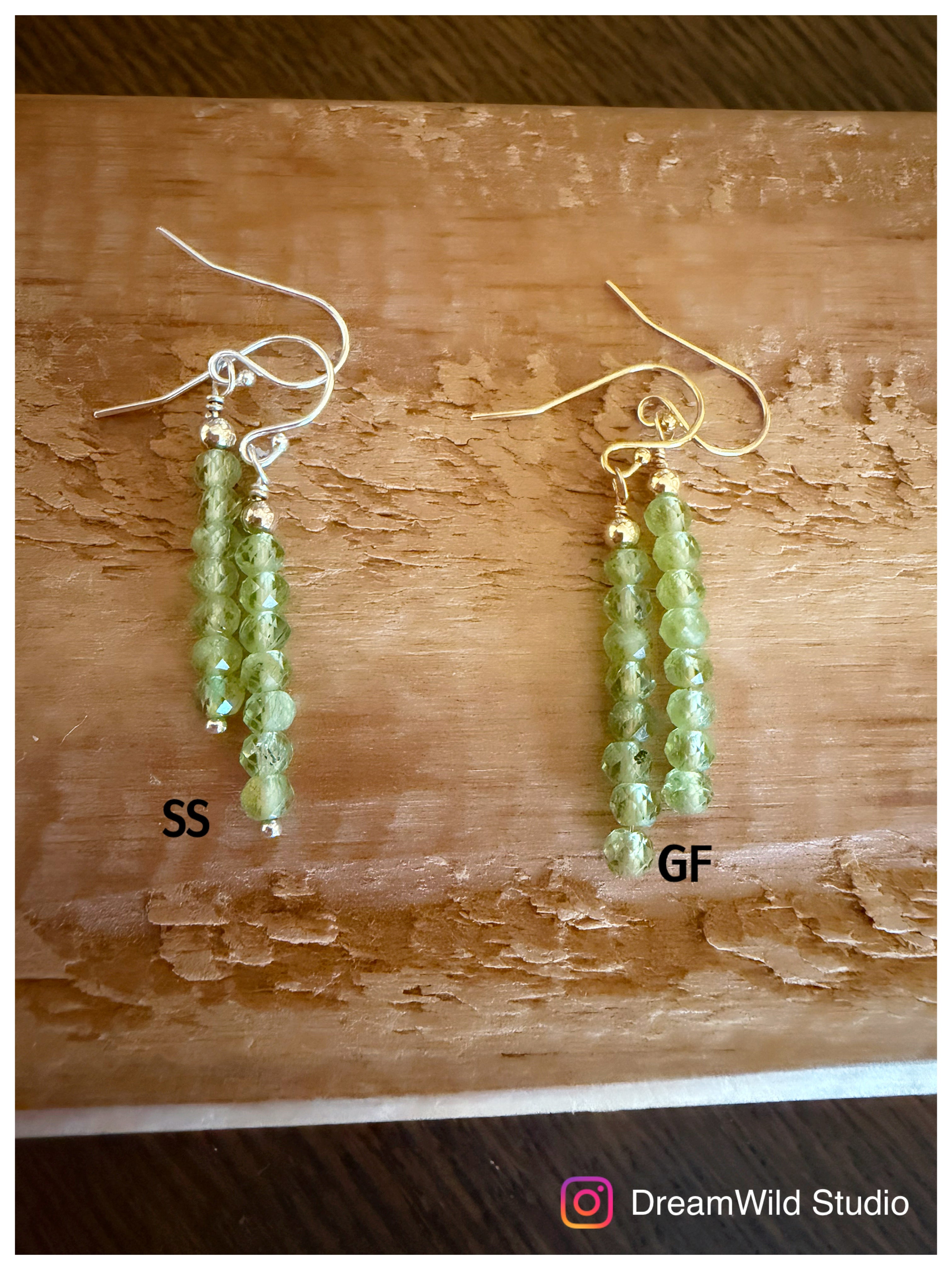 Peridot birthstone dangle earrings