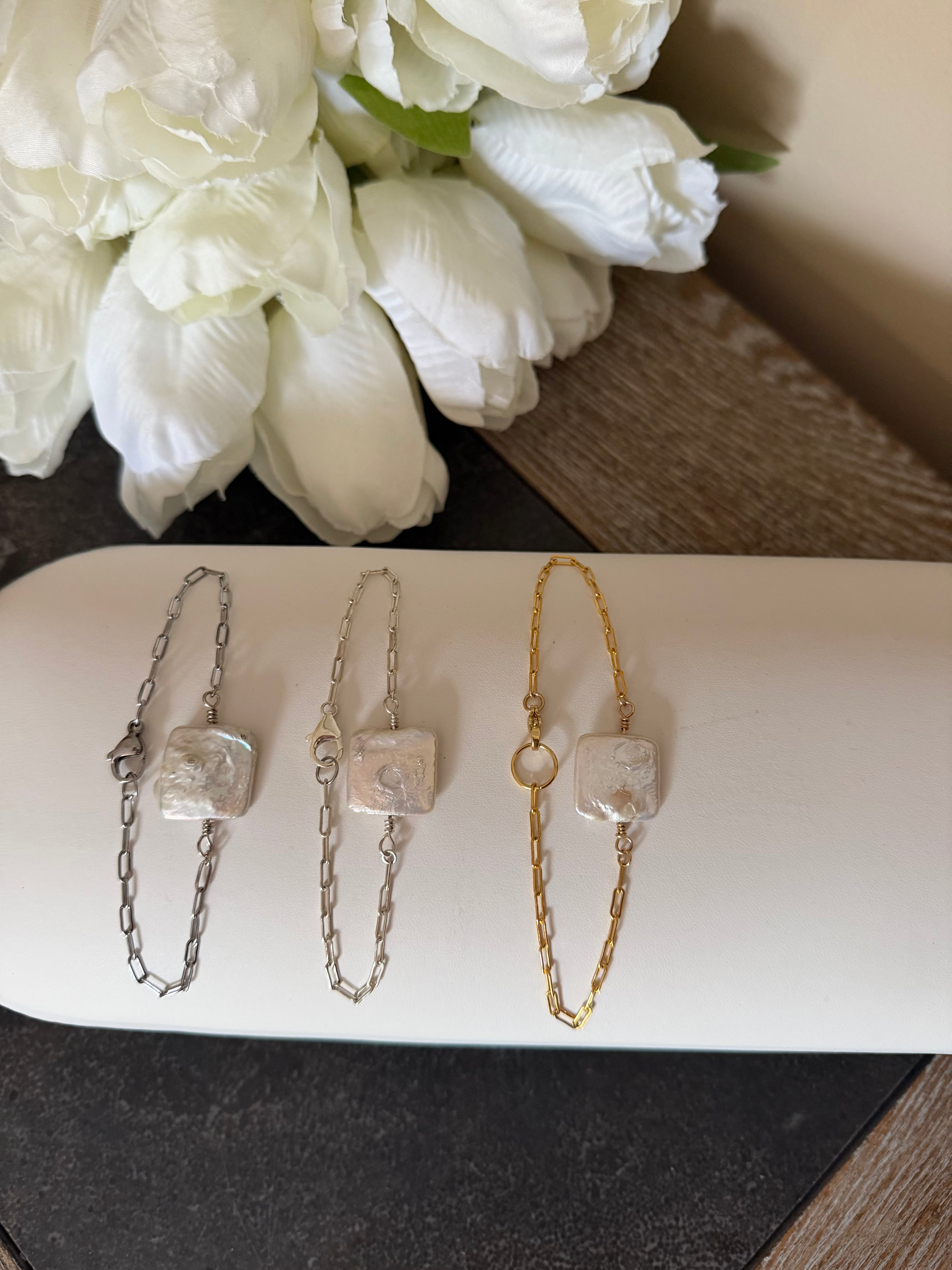 Pearl square bracelet