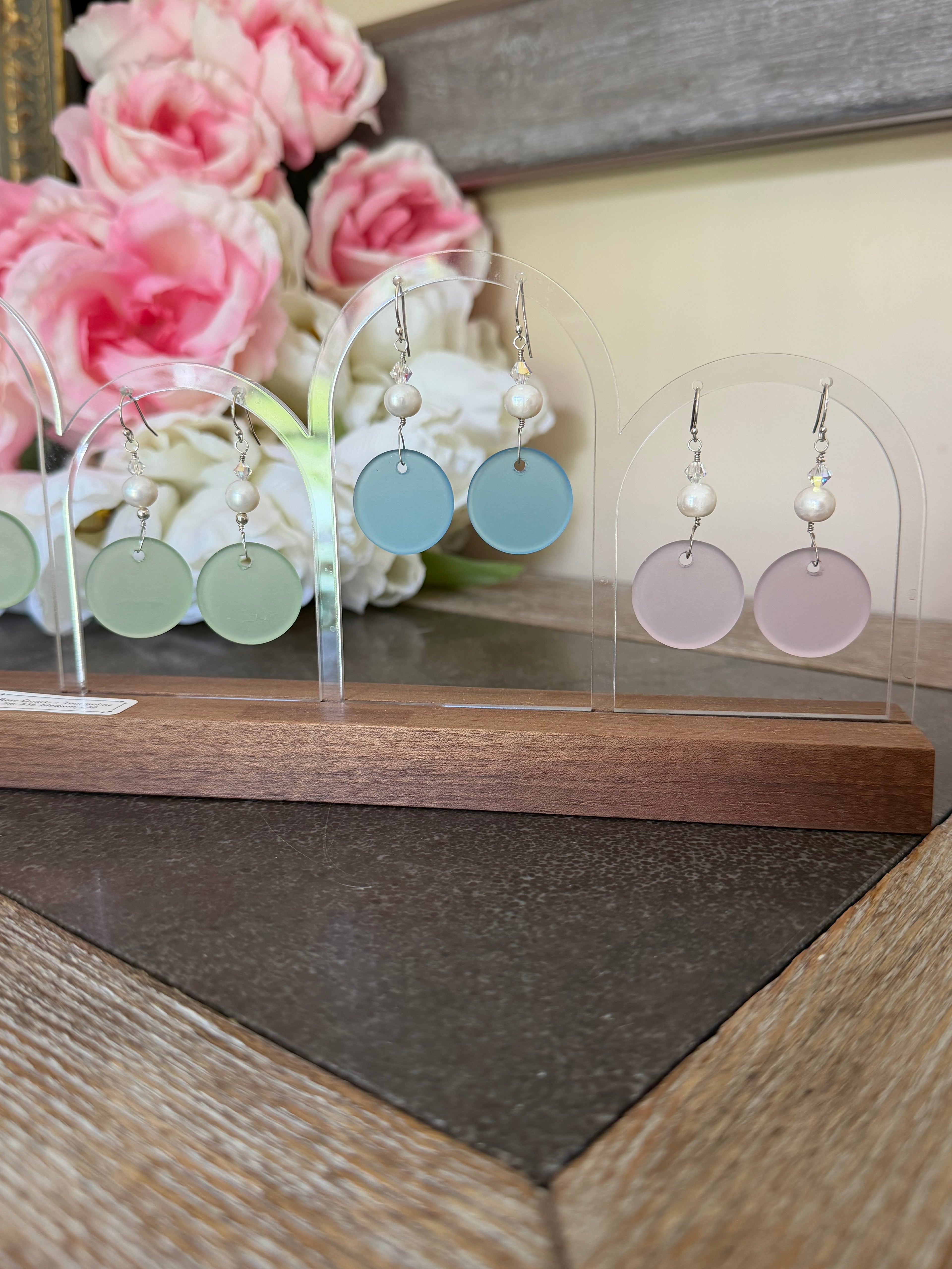 Beach Glass + Pearl earrings