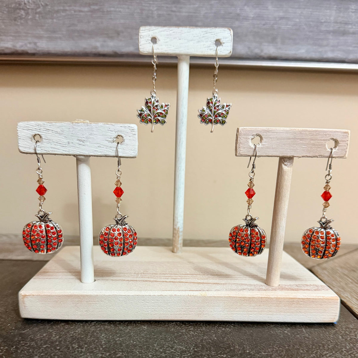 Pumpkin rhinestone dangle earrings