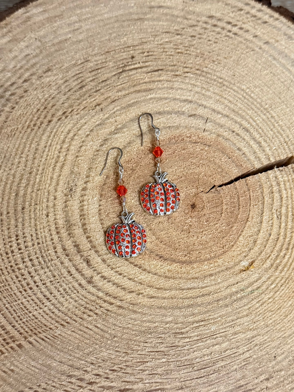 Pumpkin rhinestone dangle earrings