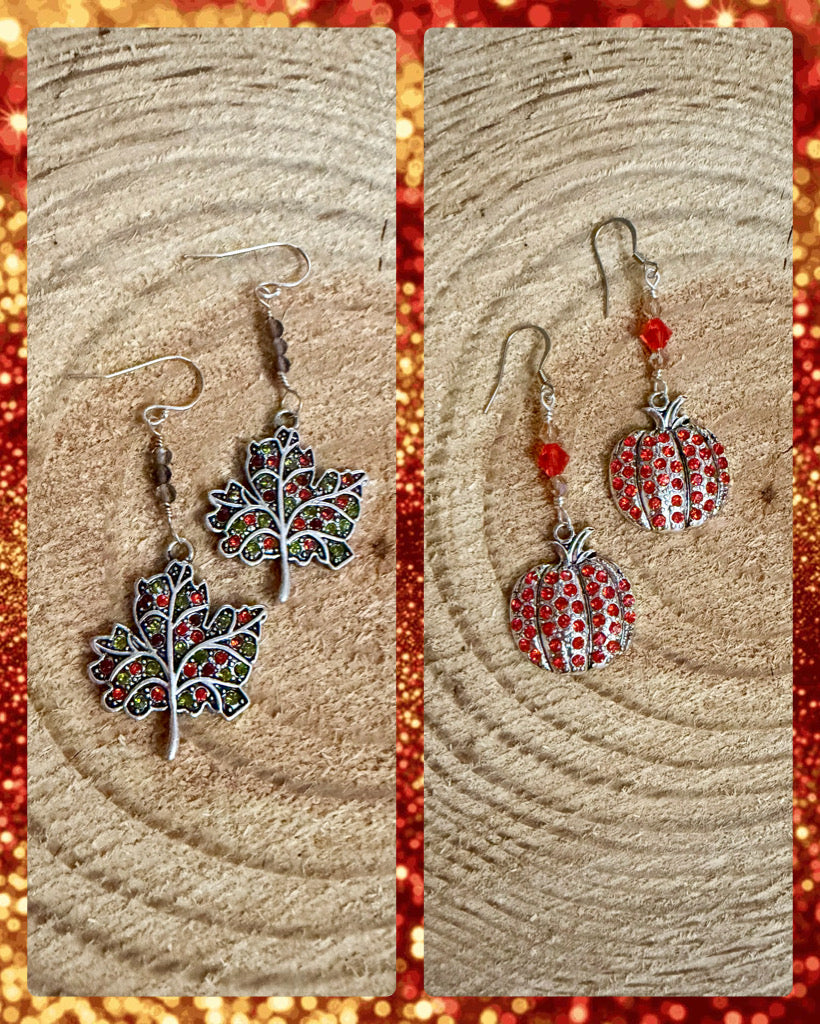 Pumpkin rhinestone dangle earrings