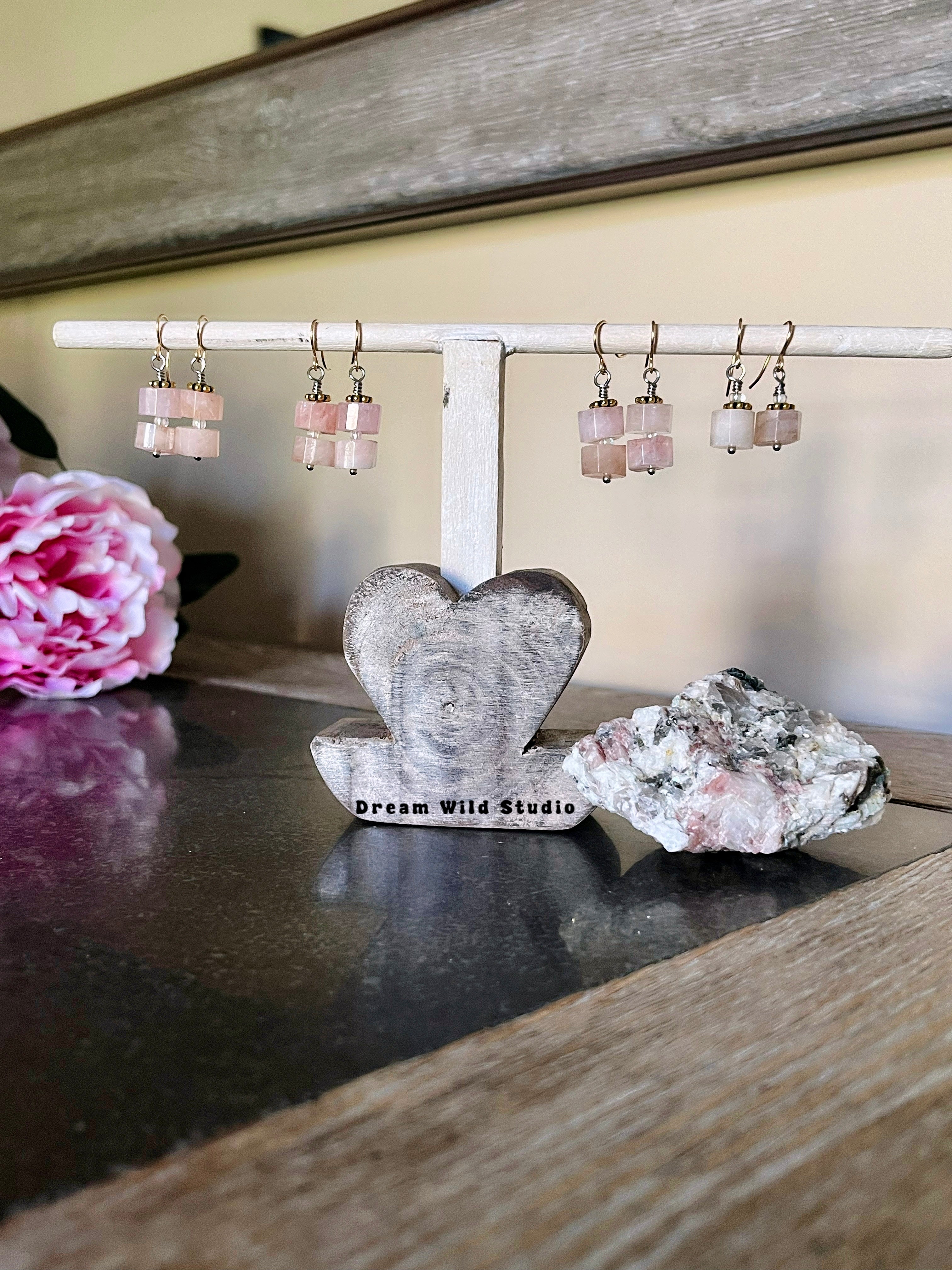 Morganite triple earrings