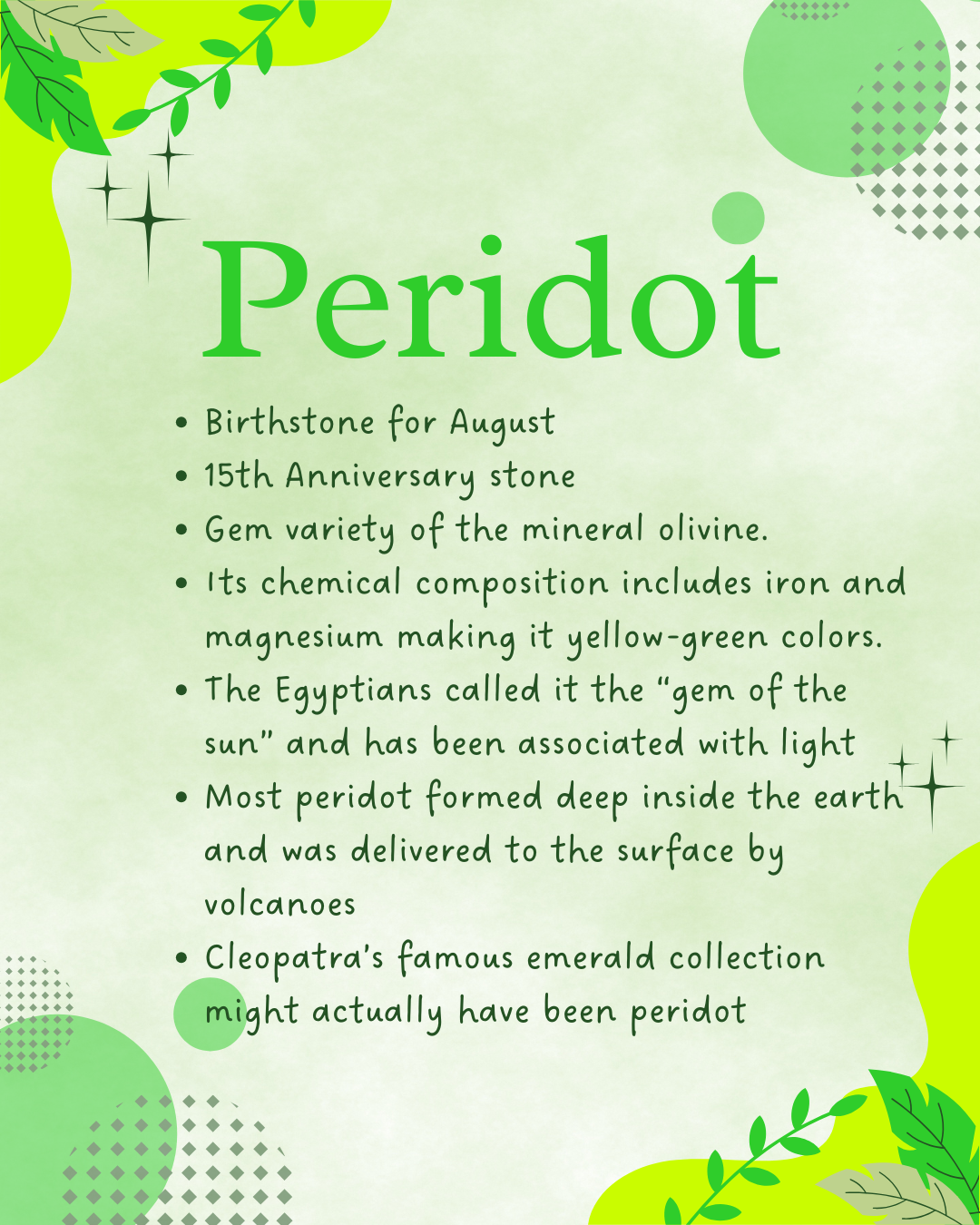 Peridot birthstone dangle earrings