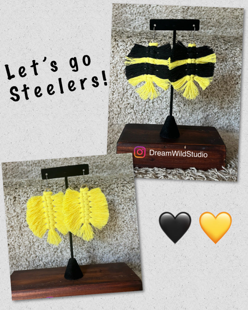Black & Yellow, Macrame earrings