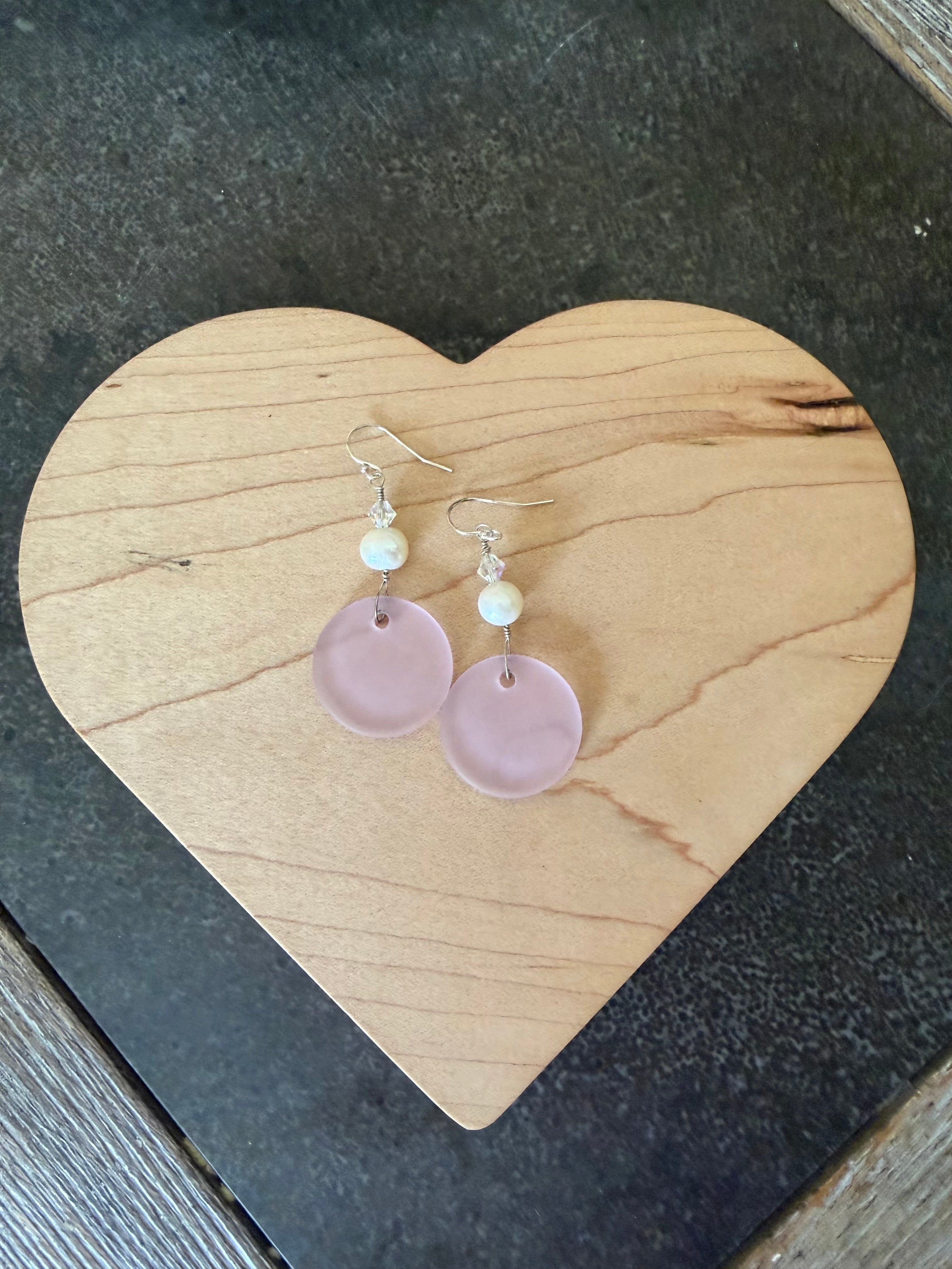 Beach Glass + Pearl earrings